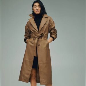 Mango Genuine Leather Trench New Medium